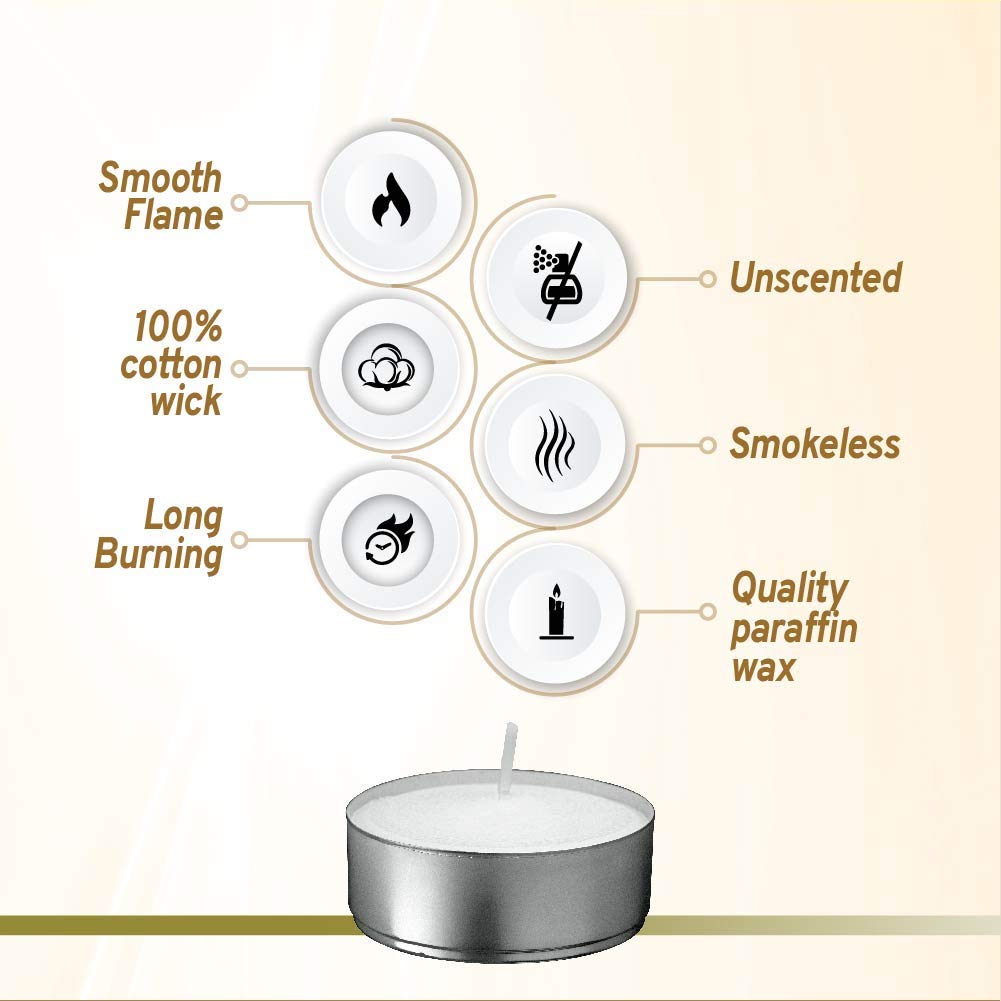 Tea Light Candles – Set of 100 Unscented Tea Lights – Burns Aprx. 3.5 Hour