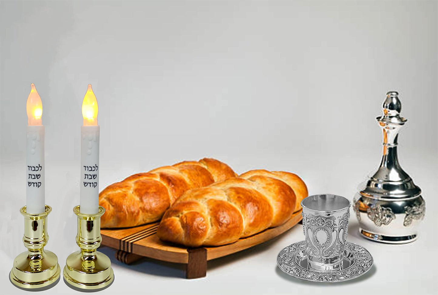 Ner Mitzvah Kiddush Cup and Tray - Premium Quality Nickel Plated Wine Cup - For Shabbat and Havdalah
