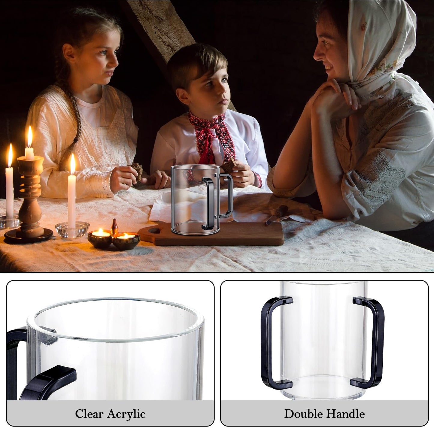 Hand Washing Cups with Dual Handles for Netilat Yadayim