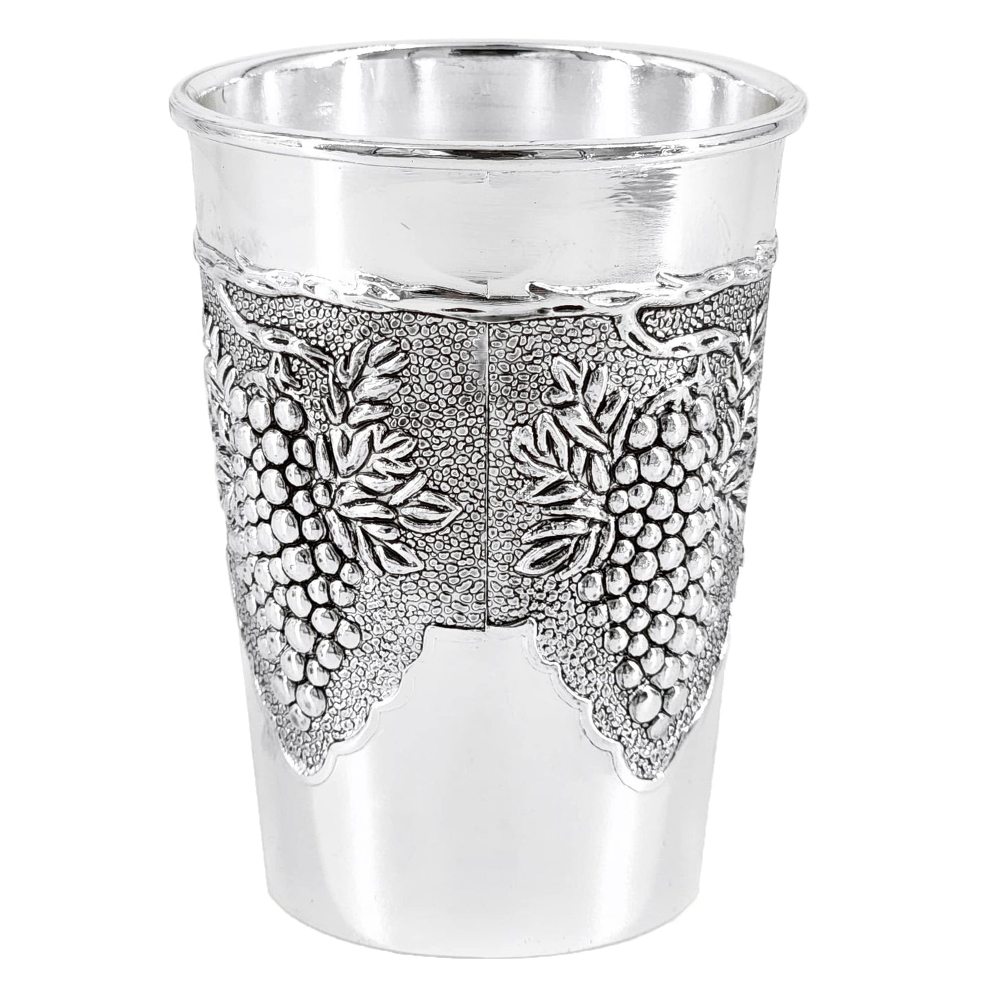 Havdalah Set, Grape Theme Wine Goblet, with Candle and Spice Incense Holders, Silver Plated