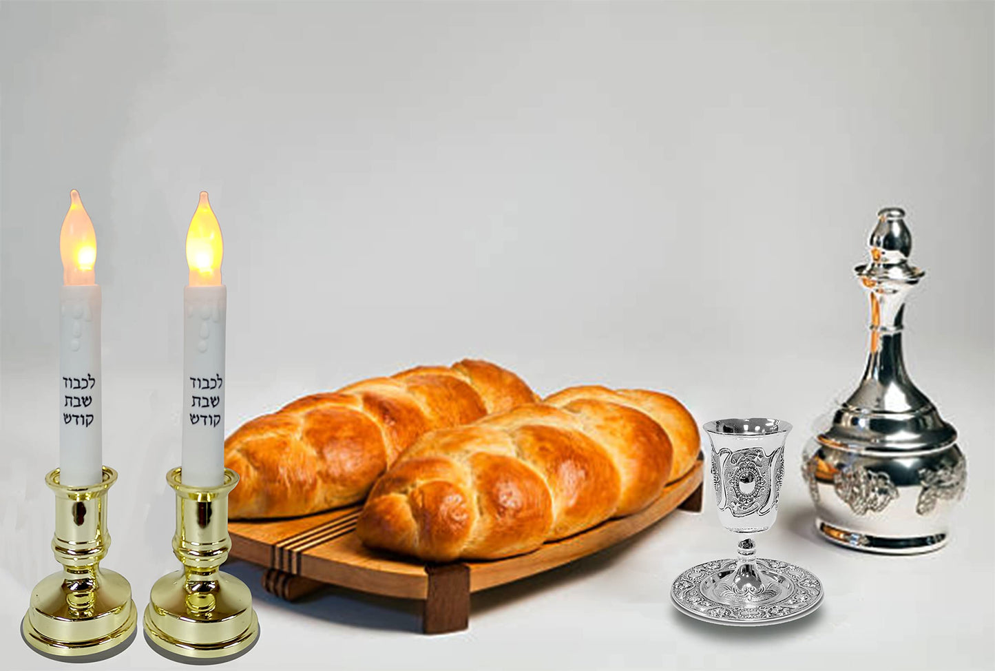 Tall Kiddush Cup and Tray - Premium Quality Silver Plated Goblet With Stem