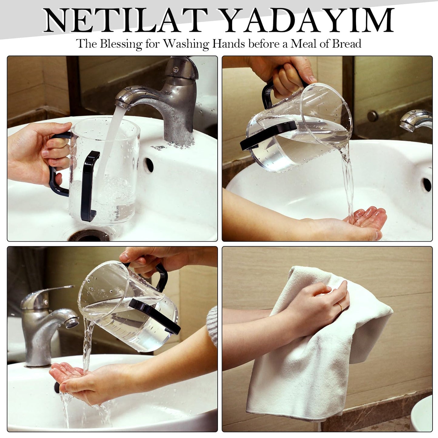 Hand Washing Cups with Dual Handles for Netilat Yadayim